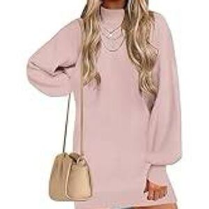 Zesica Long Sleeve Knit Dress in Soft Pink